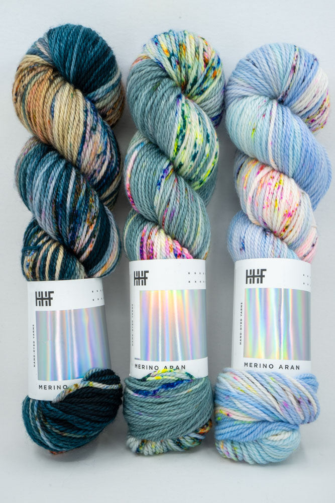 DESTASH ITEM  | Hedgehog Fibres | 3 Skein Fade: Lone Wolf, Monsoon, Moon Stone