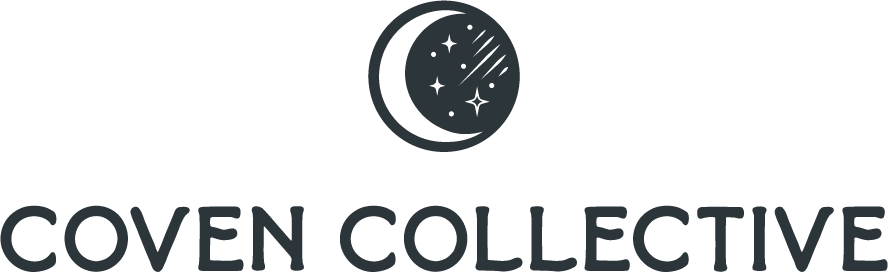 Moon and stars icon above the coven collective text